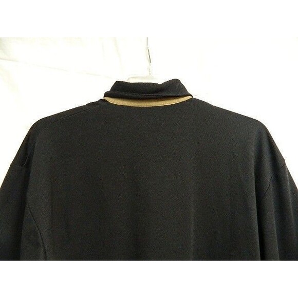 Classics by Palmland Mens Long Sleeve Polo Shirt Size Medium Black Tan & White - Picture 5 of 15